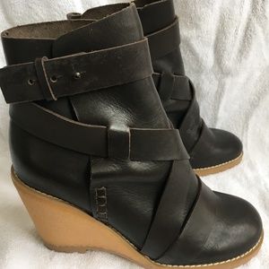 See by Chloe Alexa Cross Hatch Wedge Boots 38.5